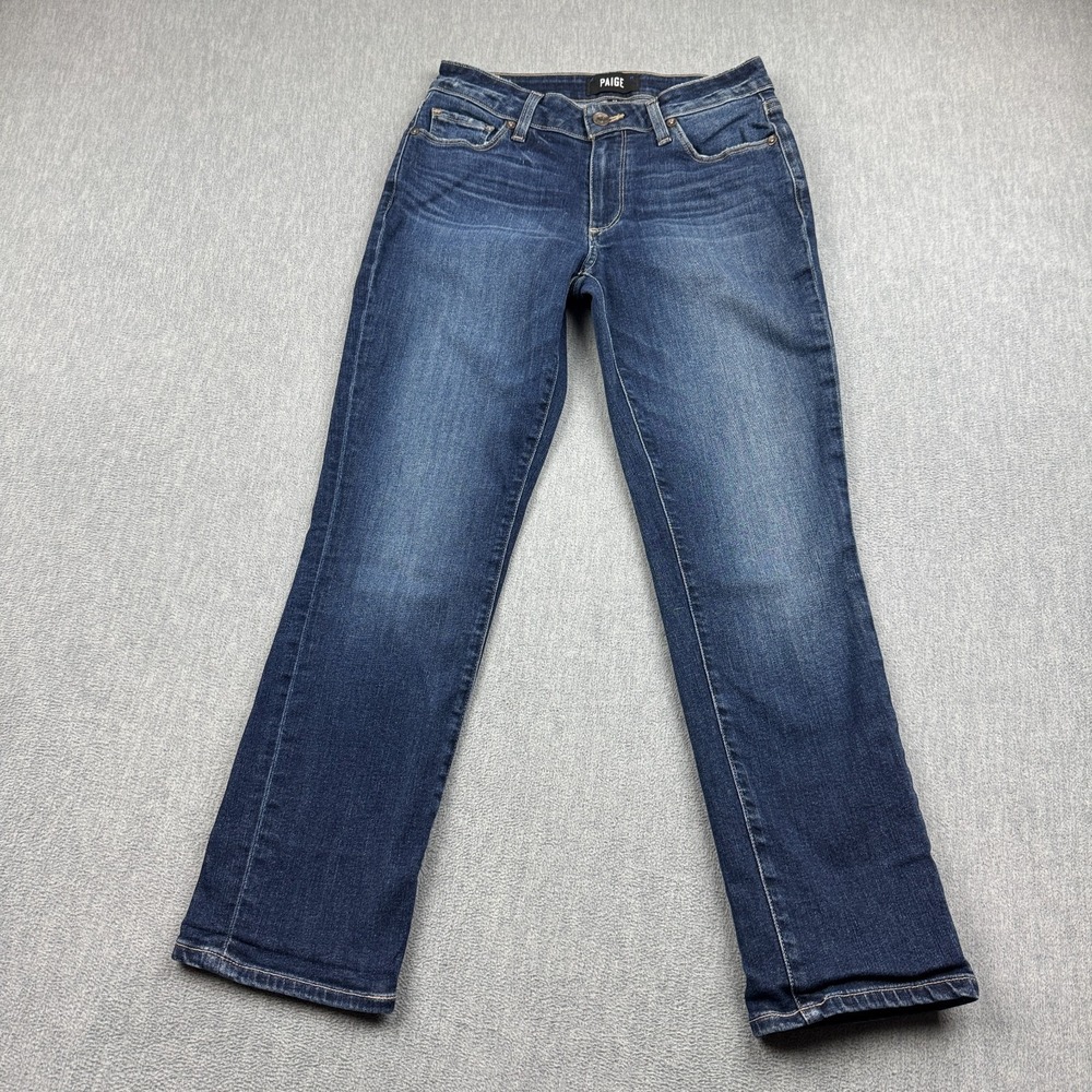 Paige Jeans Women 24x26 Blue Brigitte Straight Leg Medium Wash Denim Cotton Pant